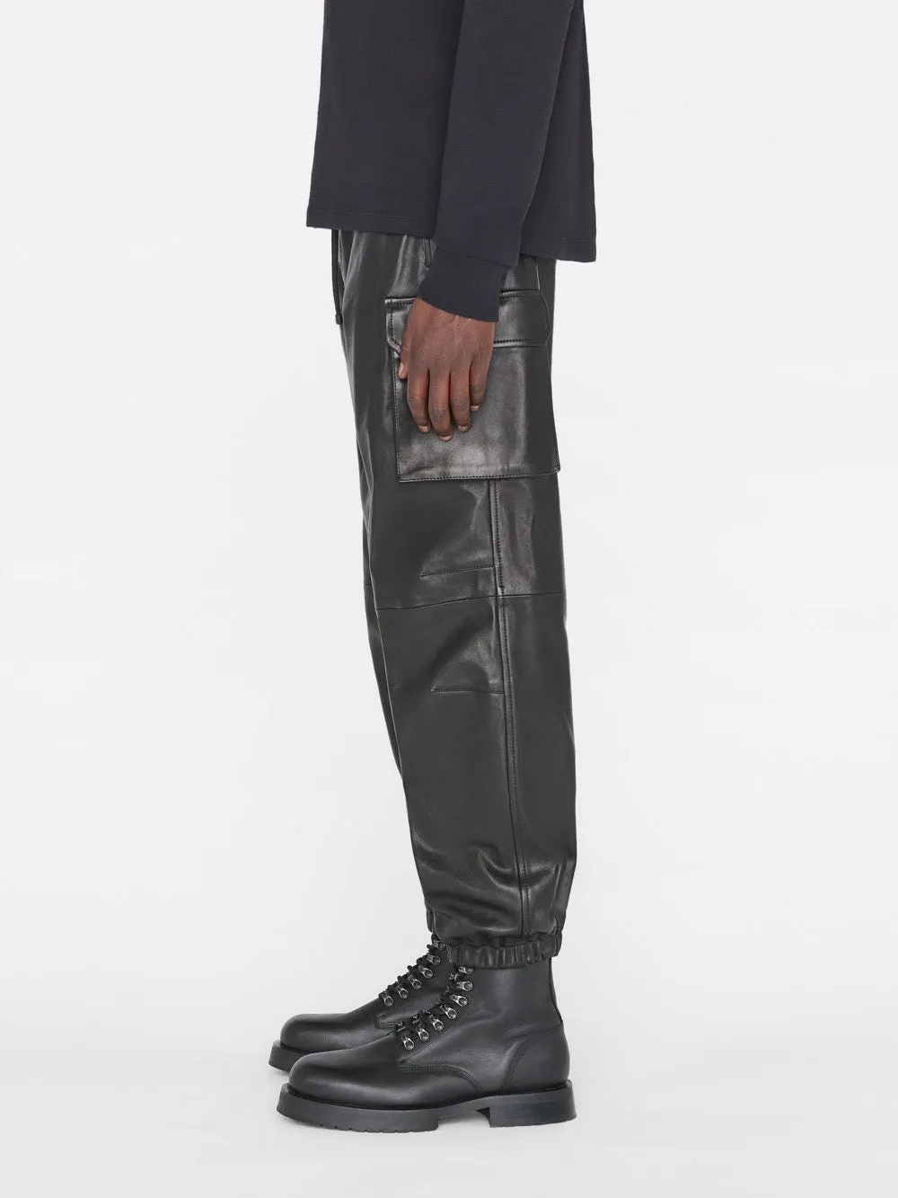 Cargo Leather Pant -- Noir