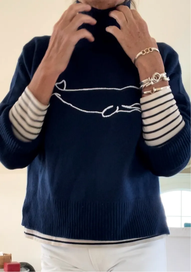 Cashmere Nantucket Whale Turtleneck Sweater