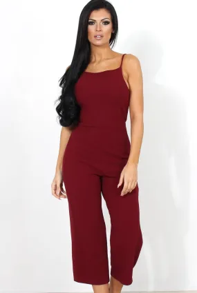 Chantelle Wine High Neck Culotte Jumpsuit