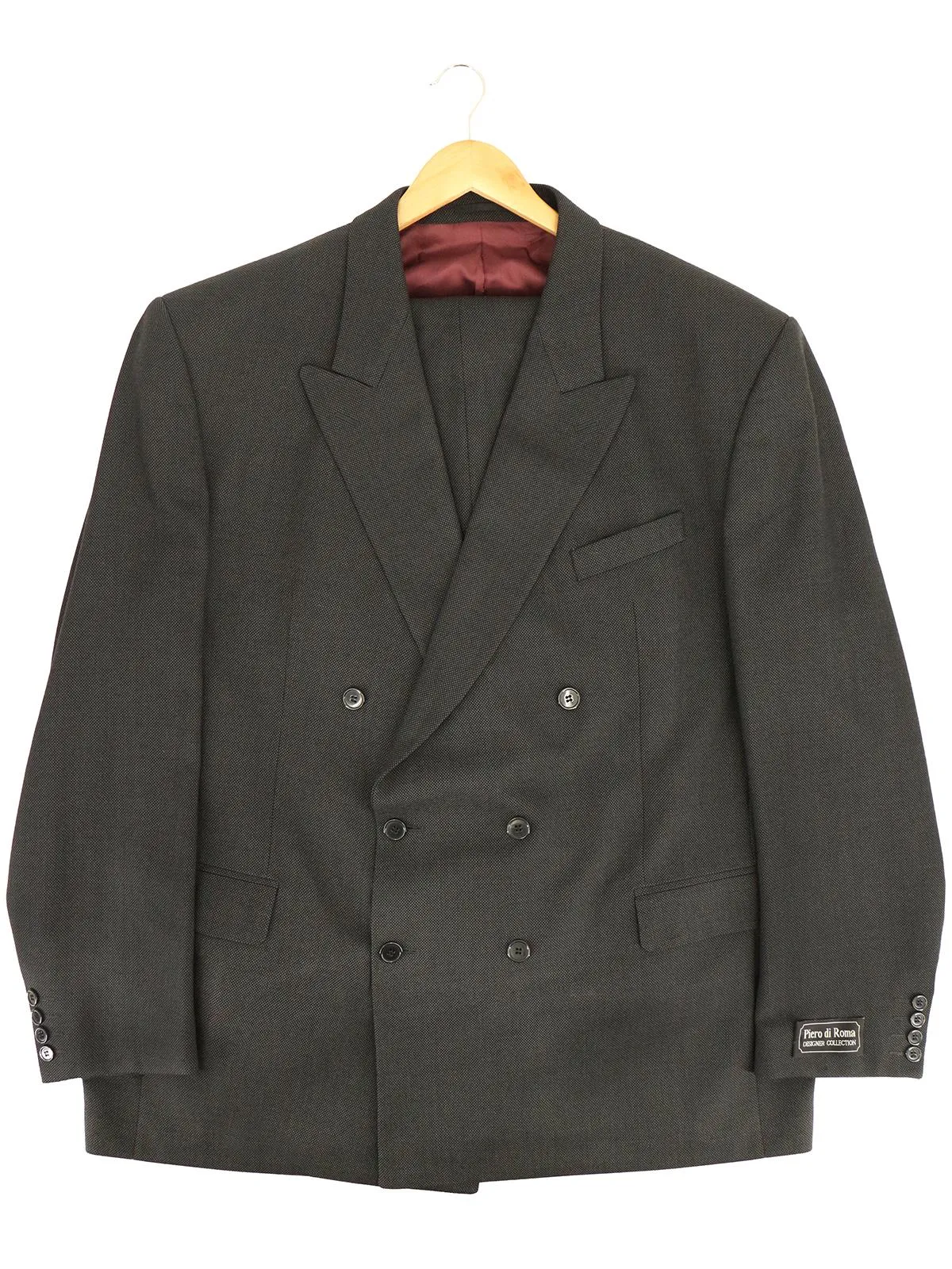 Charcoal Birdseye Double Breasted Wool Suit