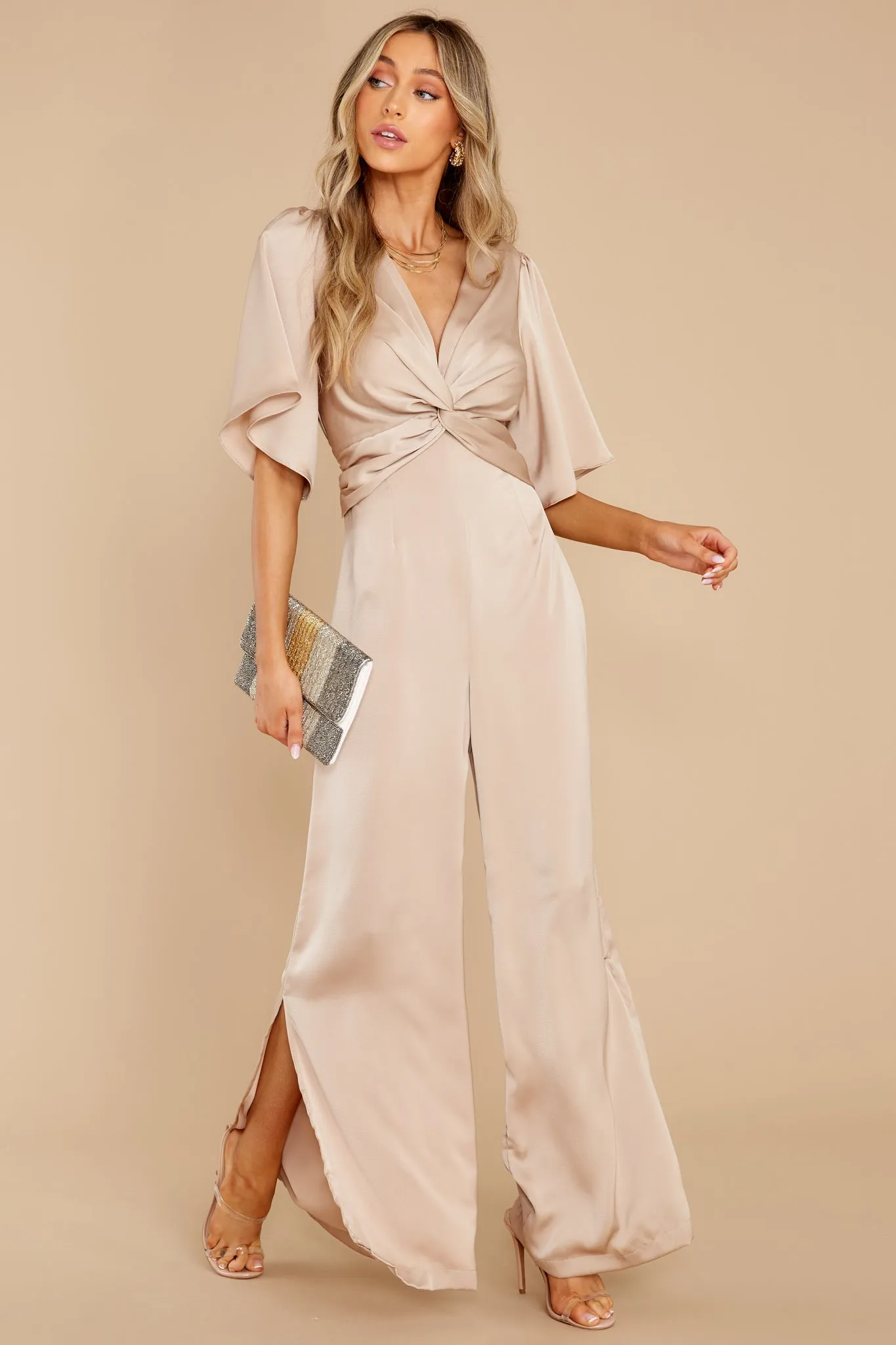 Charming Grace Beige Jumpsuit