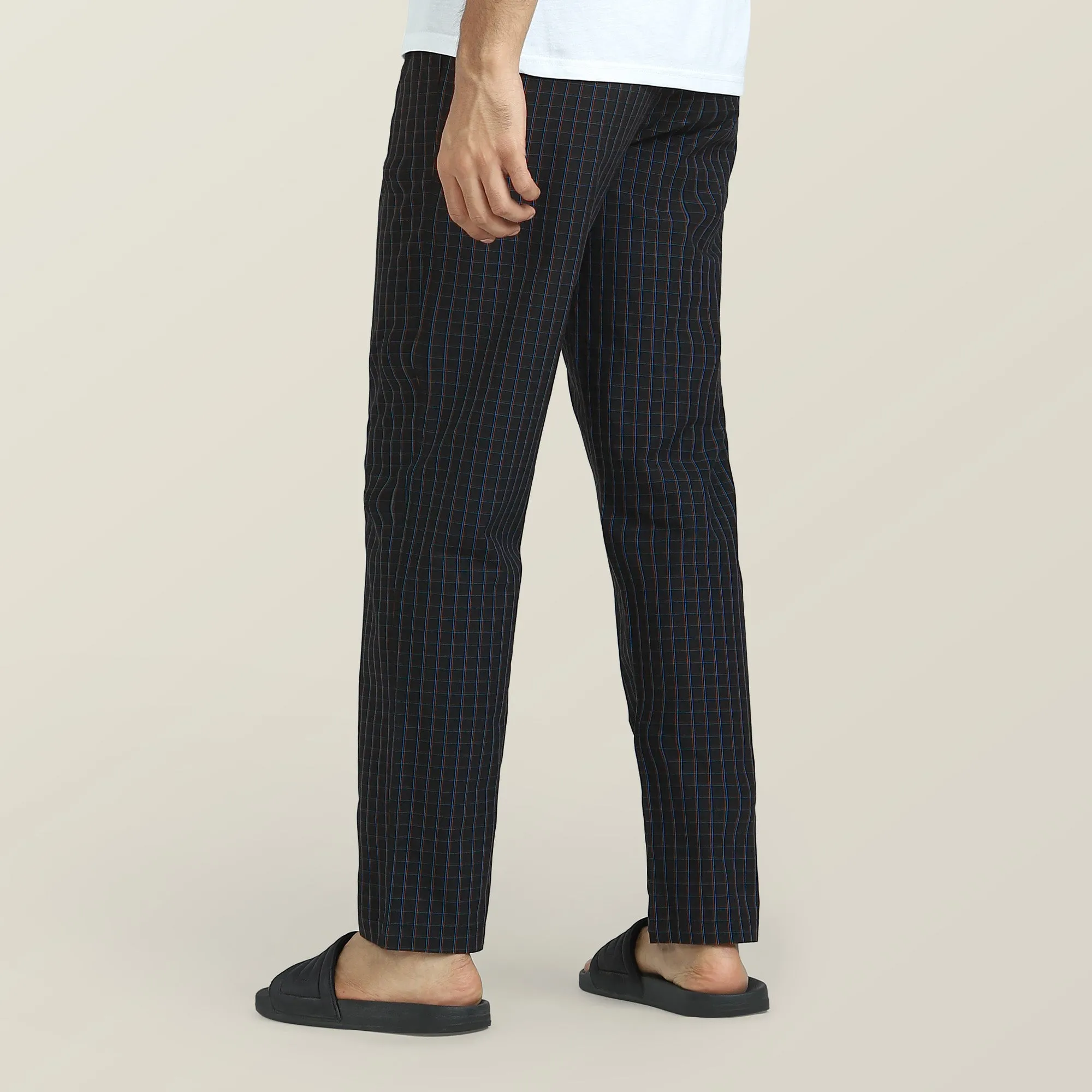 Checkmate Combed Cotton Pyjamas Charcoal Black