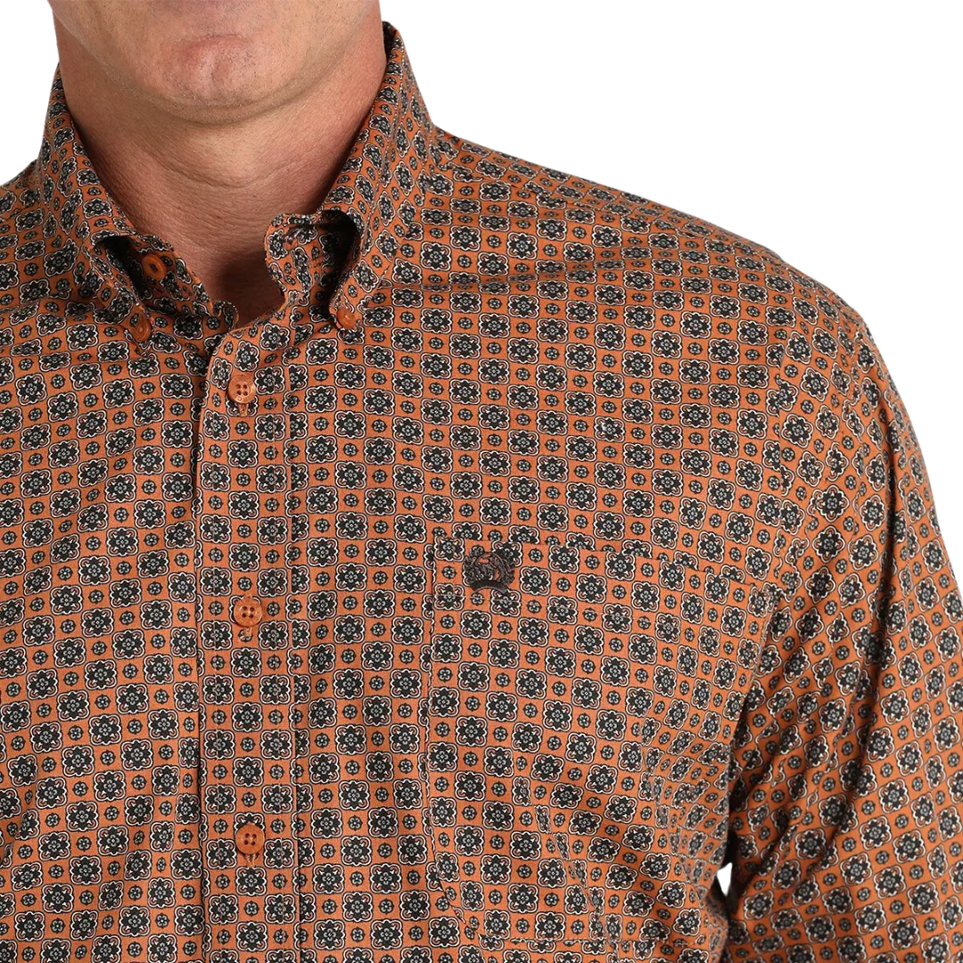 Cinch Men's Geometric Print Gold Shirt