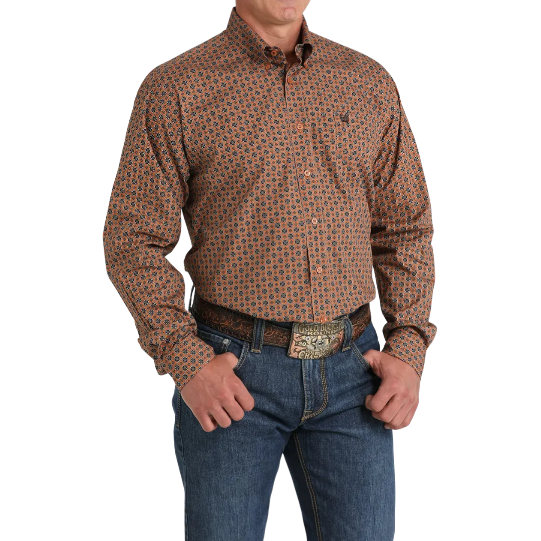 Cinch Men's Geometric Print Gold Shirt