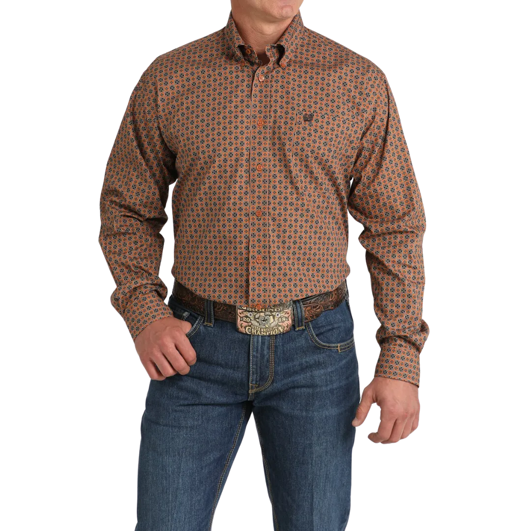 Cinch Men's Geometric Print Gold Shirt