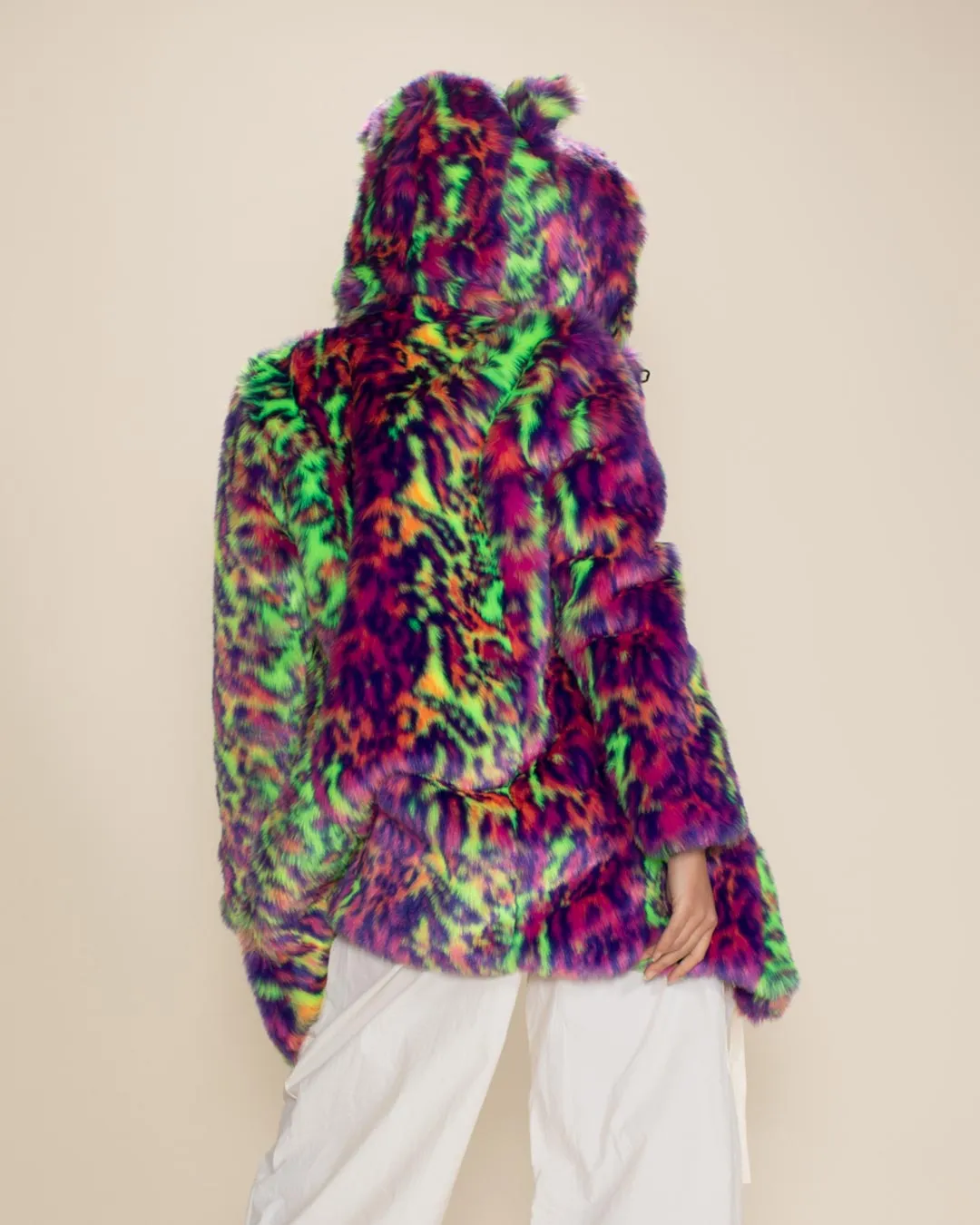 Classic Women's Faux Fur Coat | Neon Disco Kitty