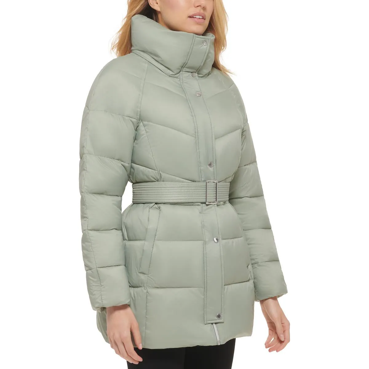 Cole Haan Womens Insulated Belted Puffer Jacket