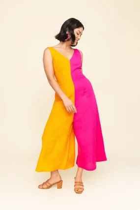 Color Block Linen Jumpsuit (Final Sale)