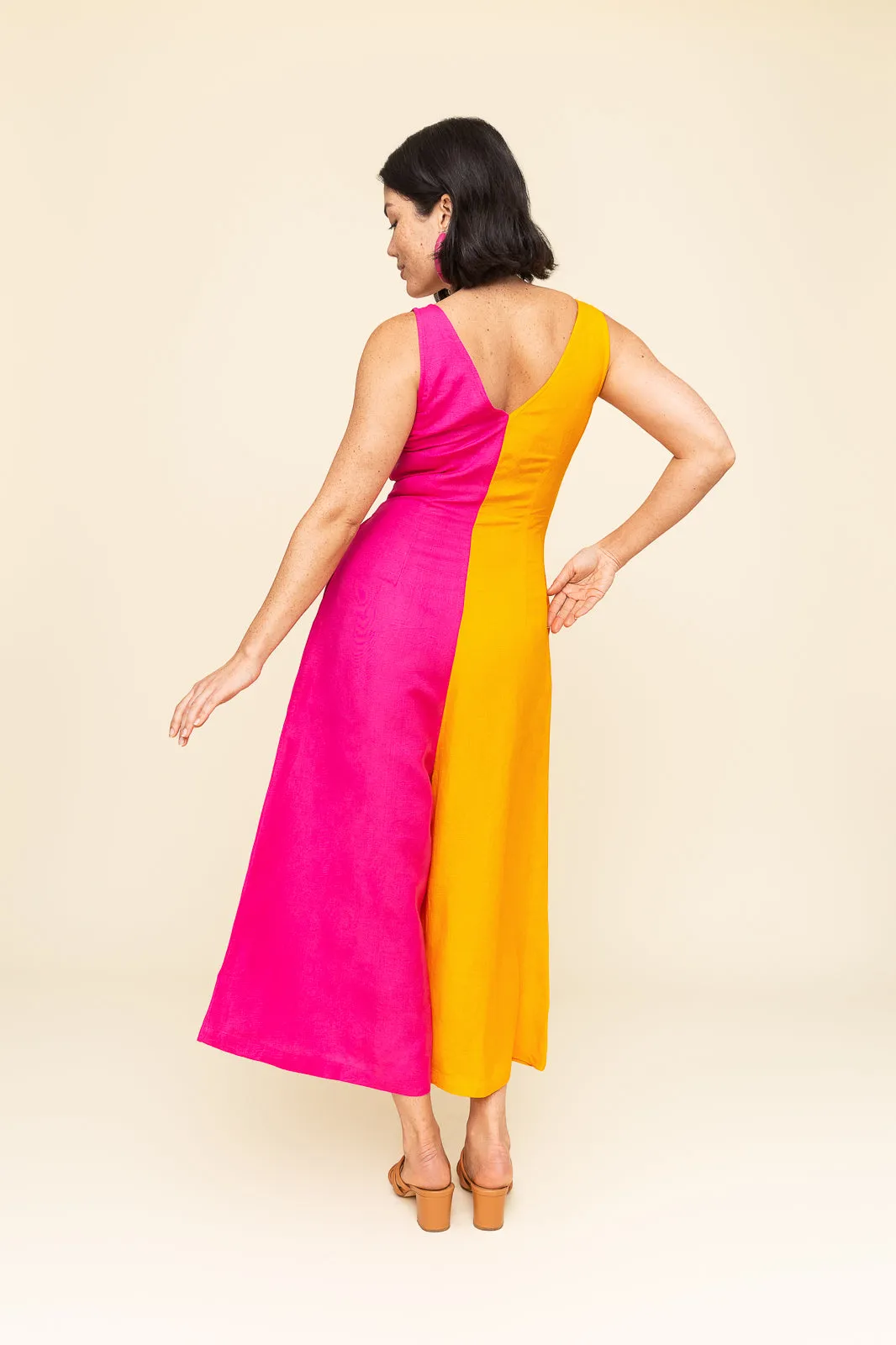 Color Block Linen Jumpsuit (Final Sale)