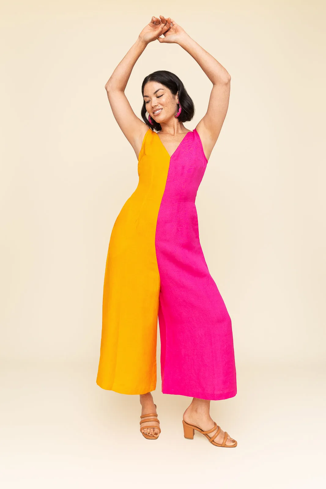 Color Block Linen Jumpsuit (Final Sale)