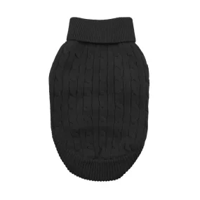 Combed Cotton Cable Knit Dog Sweater Jet Black XLarge