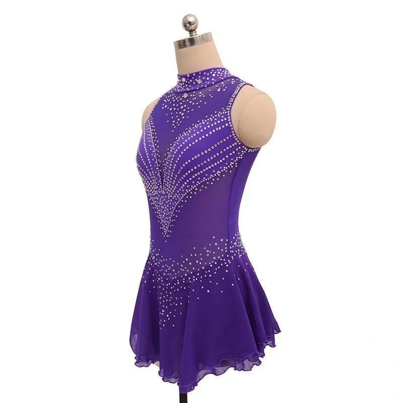 Competition Figure Skating Dress Purple Sleeveless BSU081124