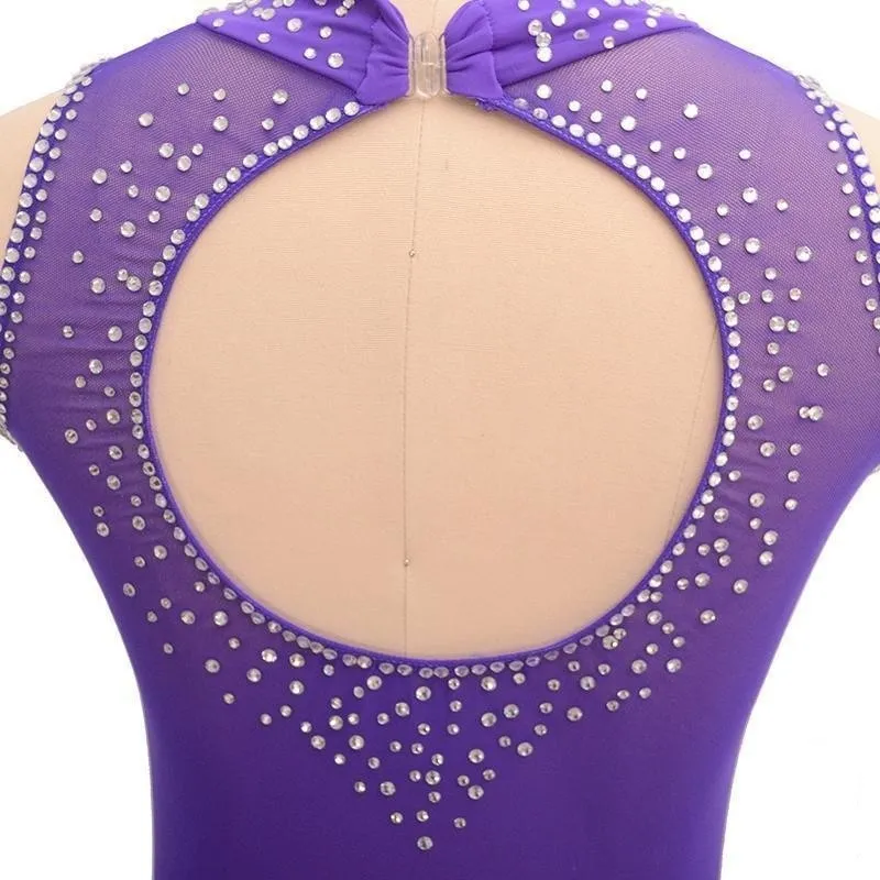 Competition Figure Skating Dress Purple Sleeveless BSU081124