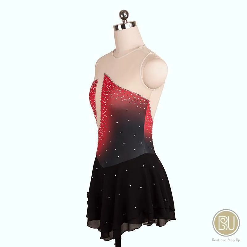 Competition Skating Dress Black Red Sleeveless