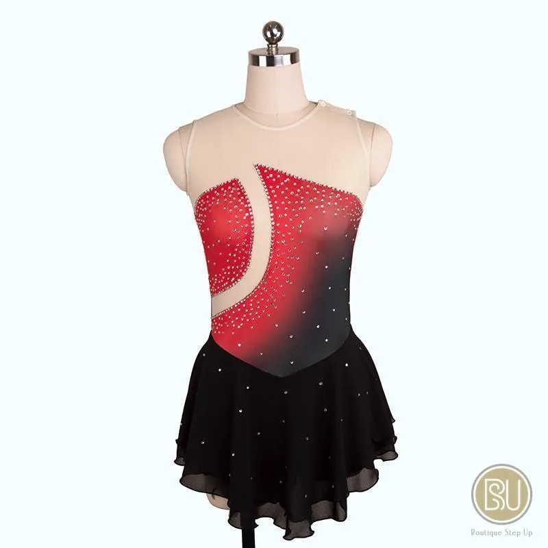 Competition Skating Dress Black Red Sleeveless