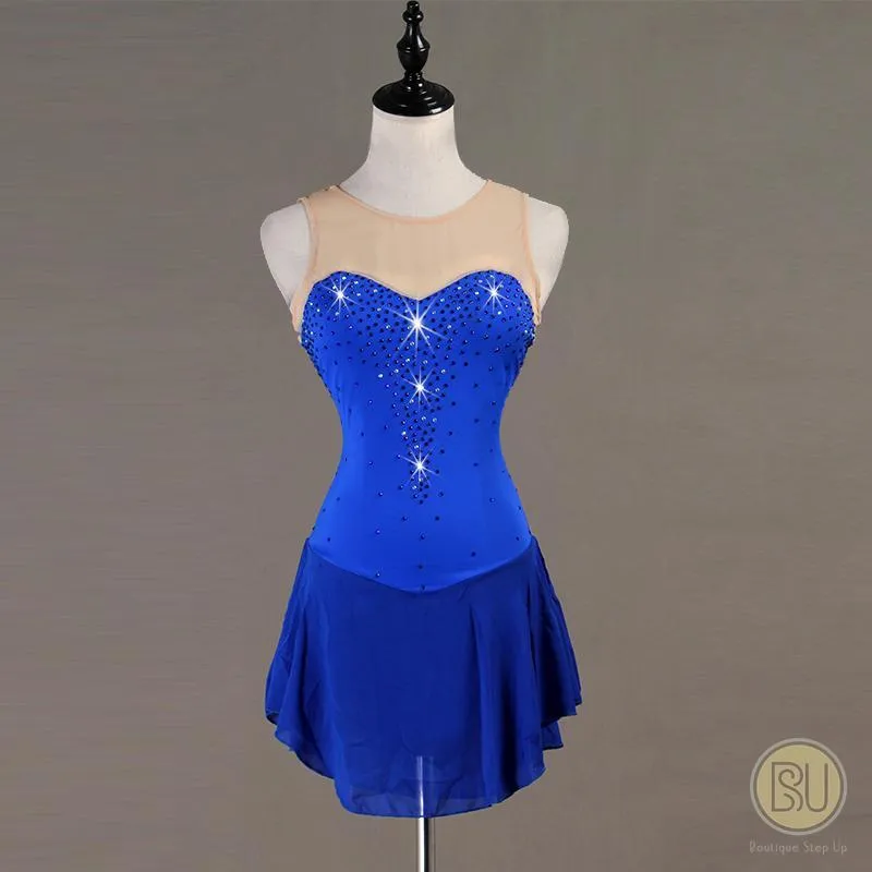 Competition Skating Dress Sleevesless Tone on Tone Crystals