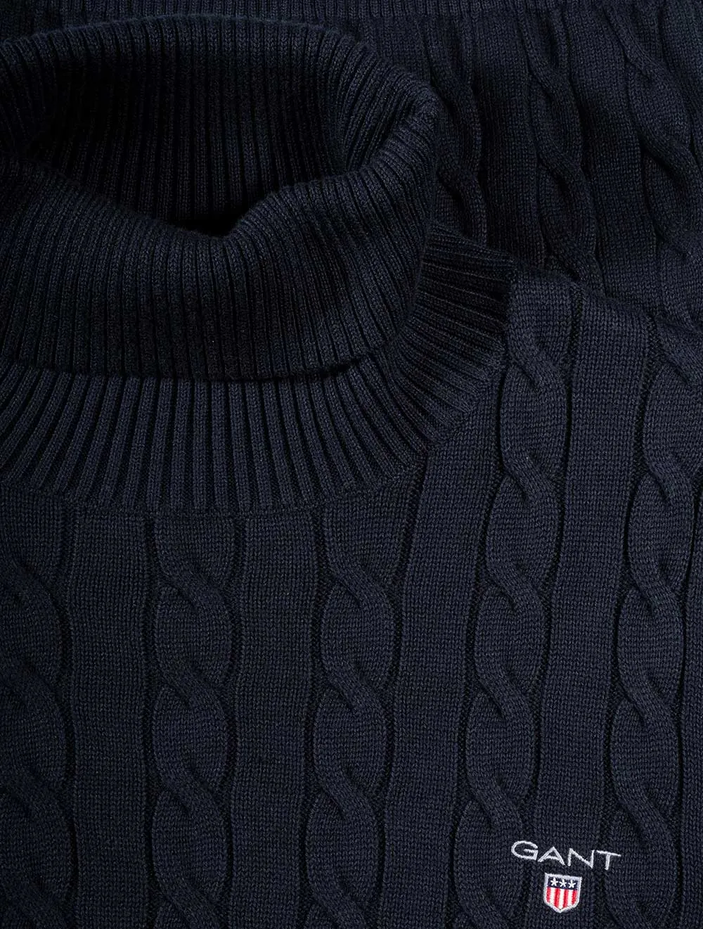 Cotton Cable Turtleneck Evening Blue