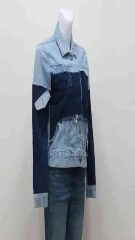 CR0033 UPCYCLED Girls/Ladies Denim Jacket made using Vintage Denim Jackets and Denim Pants