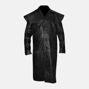 Crimson Drifter Leather Duster Jacket