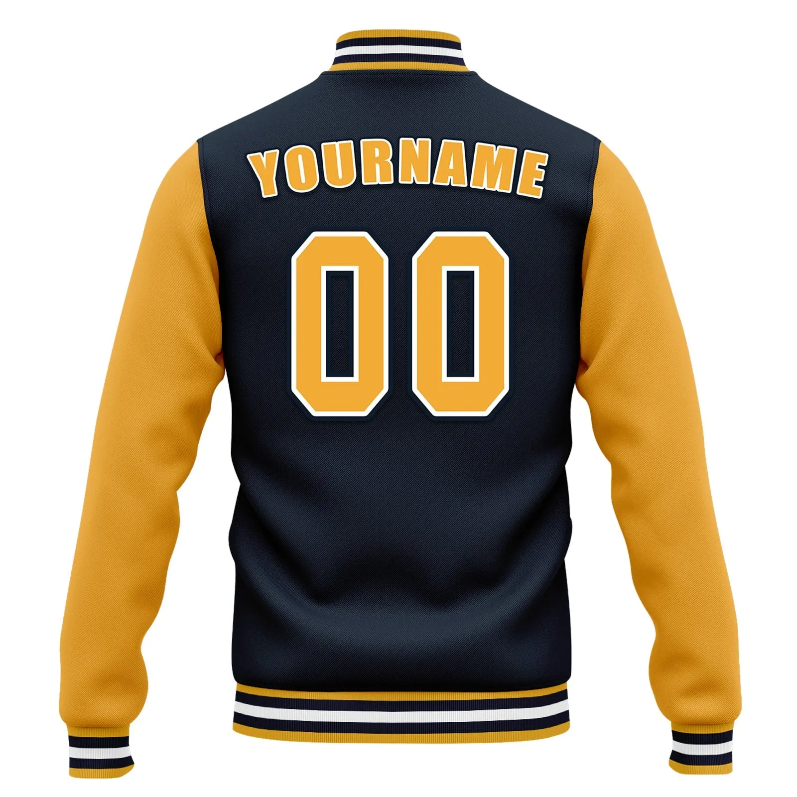 Custom Blue Yellow Jacket Bomber Full-Snap Varsity Letterman Personalized Jacket FZ005-D020255-6