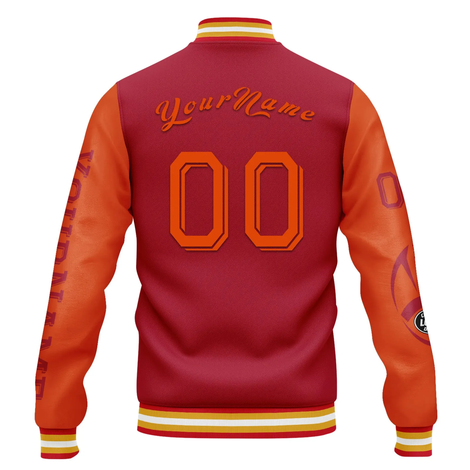 Custom Red Orange Tampa Bay Jacket Bomber Full-Snap Varsity Letterman Personalized Jacket FZ005SX-D020290-29