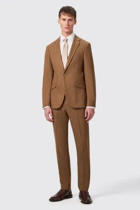 Cuttel Slim Fit Brown Pinstripe Suit