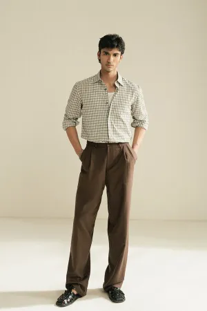 DARK BROWN LINEN TROUSERS