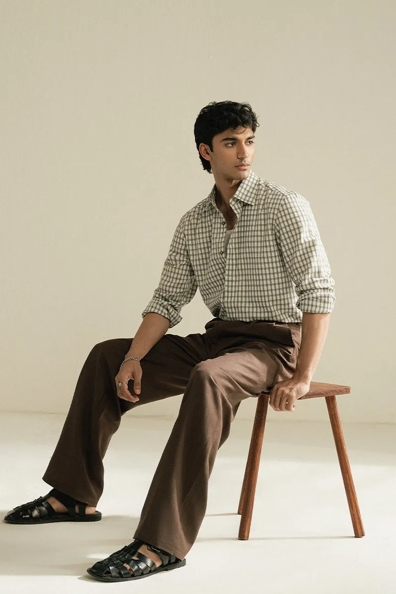 DARK BROWN LINEN TROUSERS