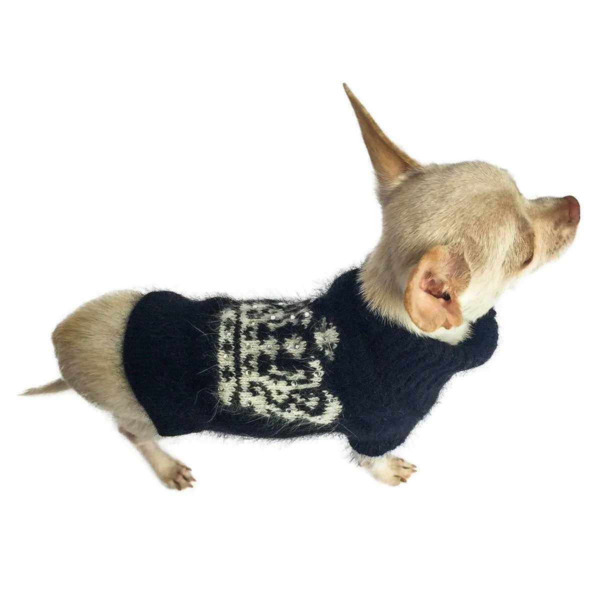 Diana Turtleneck Dog Sweater Black/White