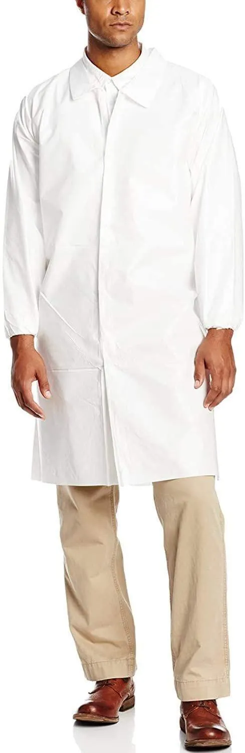 Disposable SF Lab Coats. Pack of 10 White Large Polypropylene 40 gsm