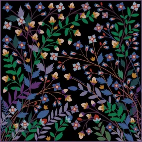 Double Sided Silk Scarf Of Night Garden