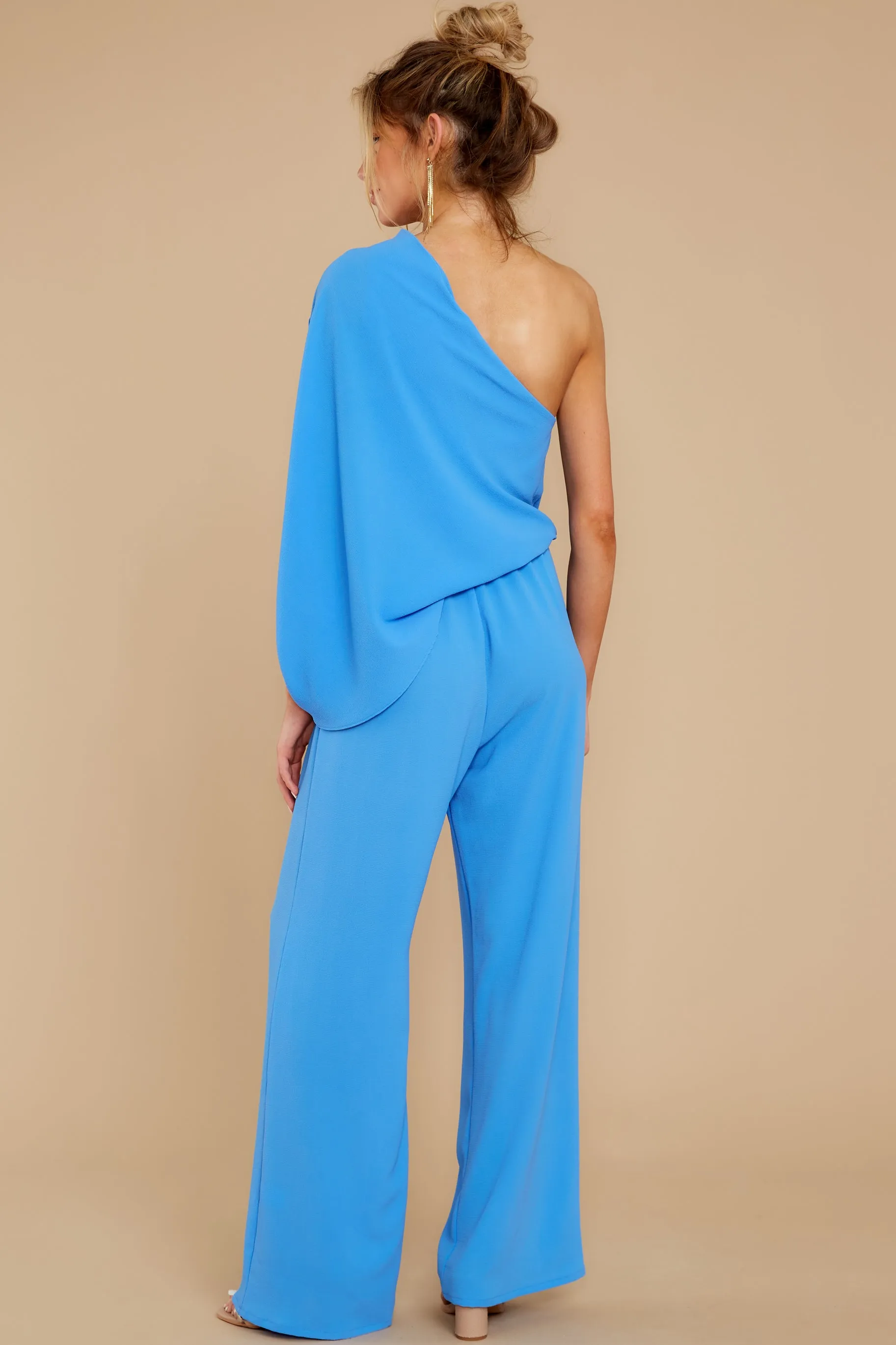 Dreaming Of New Blue One Shoulder Jumpsuit