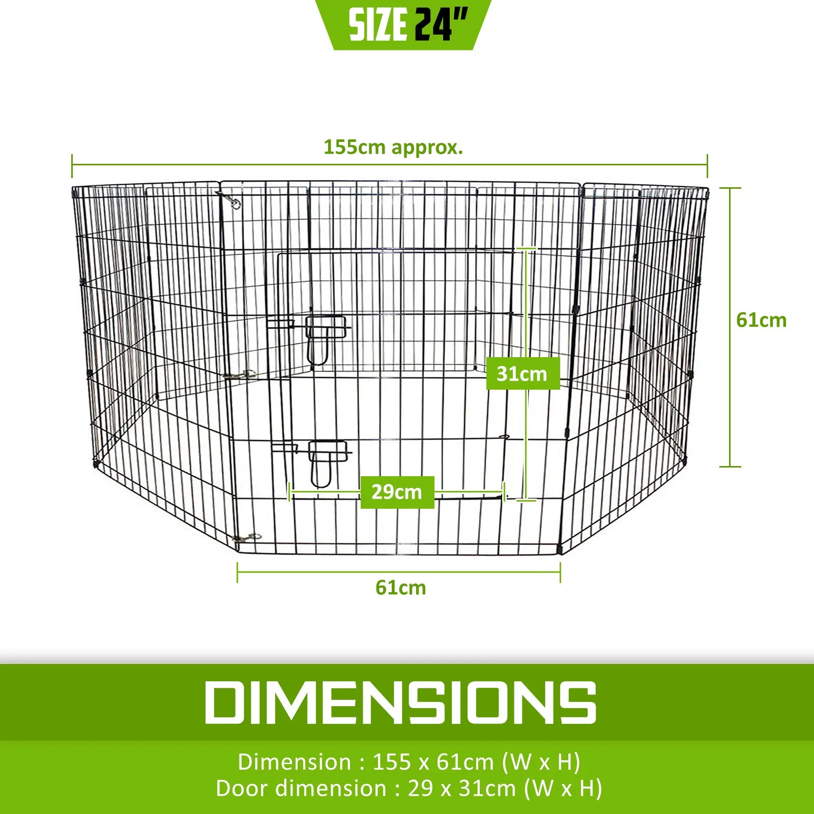 Durable Foldable 8-Panel Pet Playpen, 24in - Paw Mate