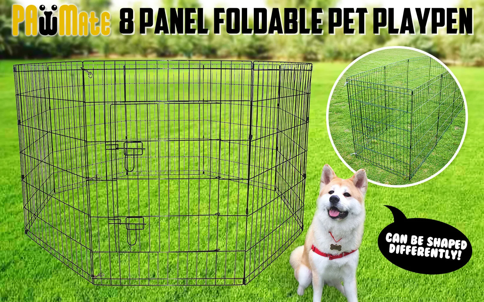 Durable Foldable 8-Panel Pet Playpen, 24in - Paw Mate