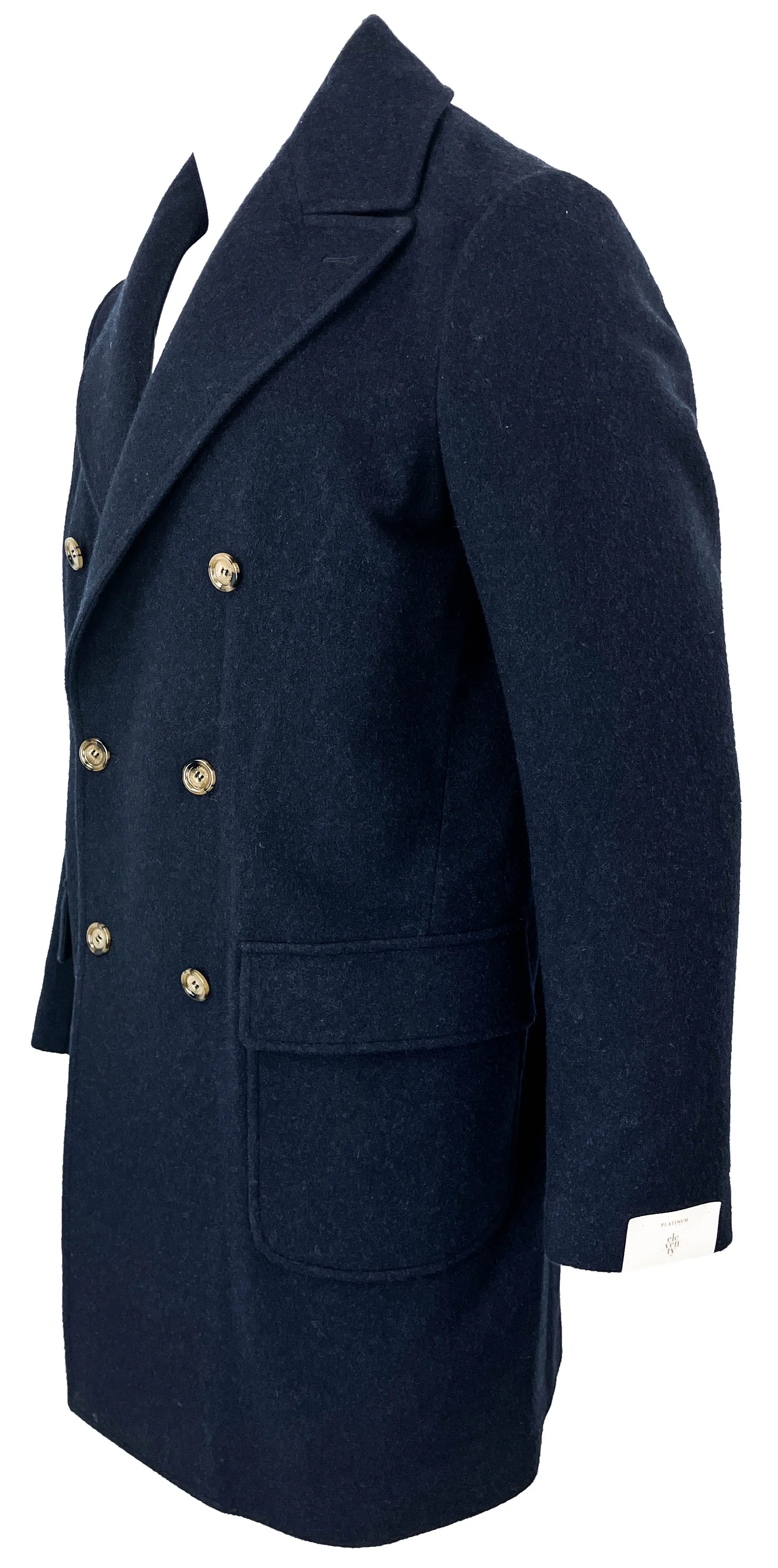 Eleventy Double Breasted Peacoat in Navy