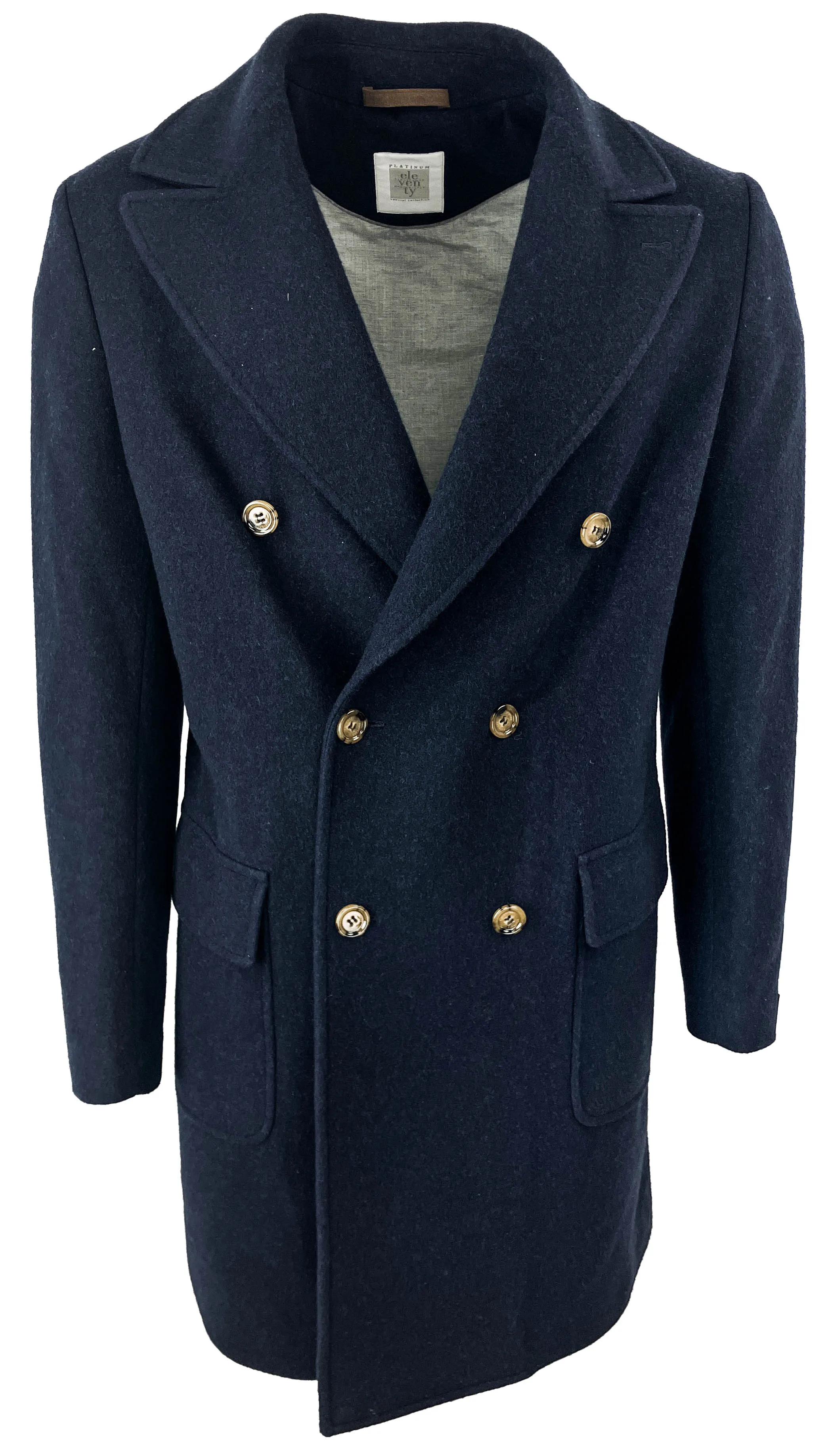 Eleventy Double Breasted Peacoat in Navy