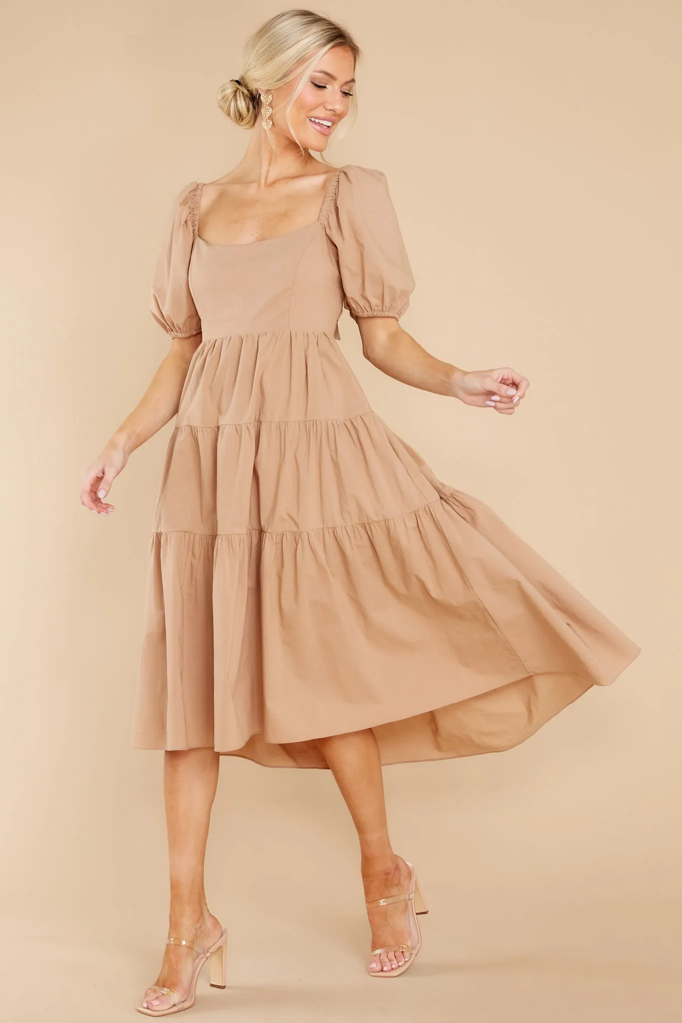 Essential Beauty Taupe Midi Dress