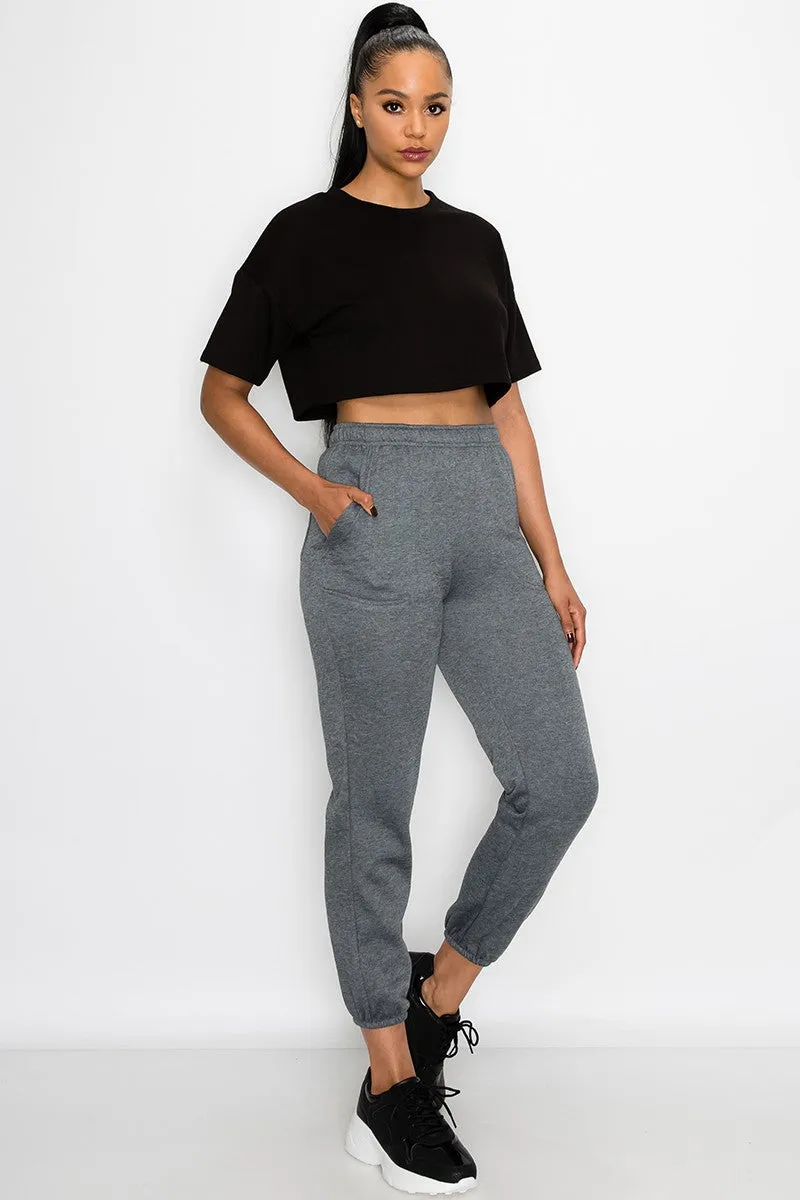 Essential Fleece Sweatpants - Charcoal