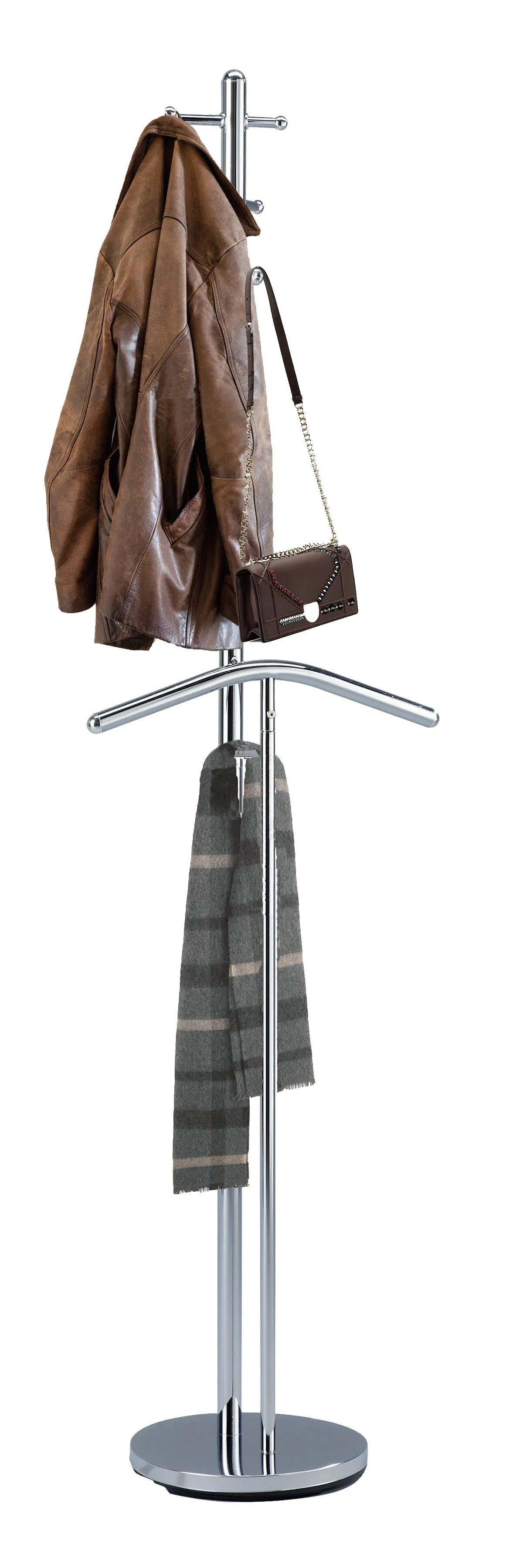 Ethan Free Standing Coat Stand w/ Suit Butler/Silver Clothes Valet Stand