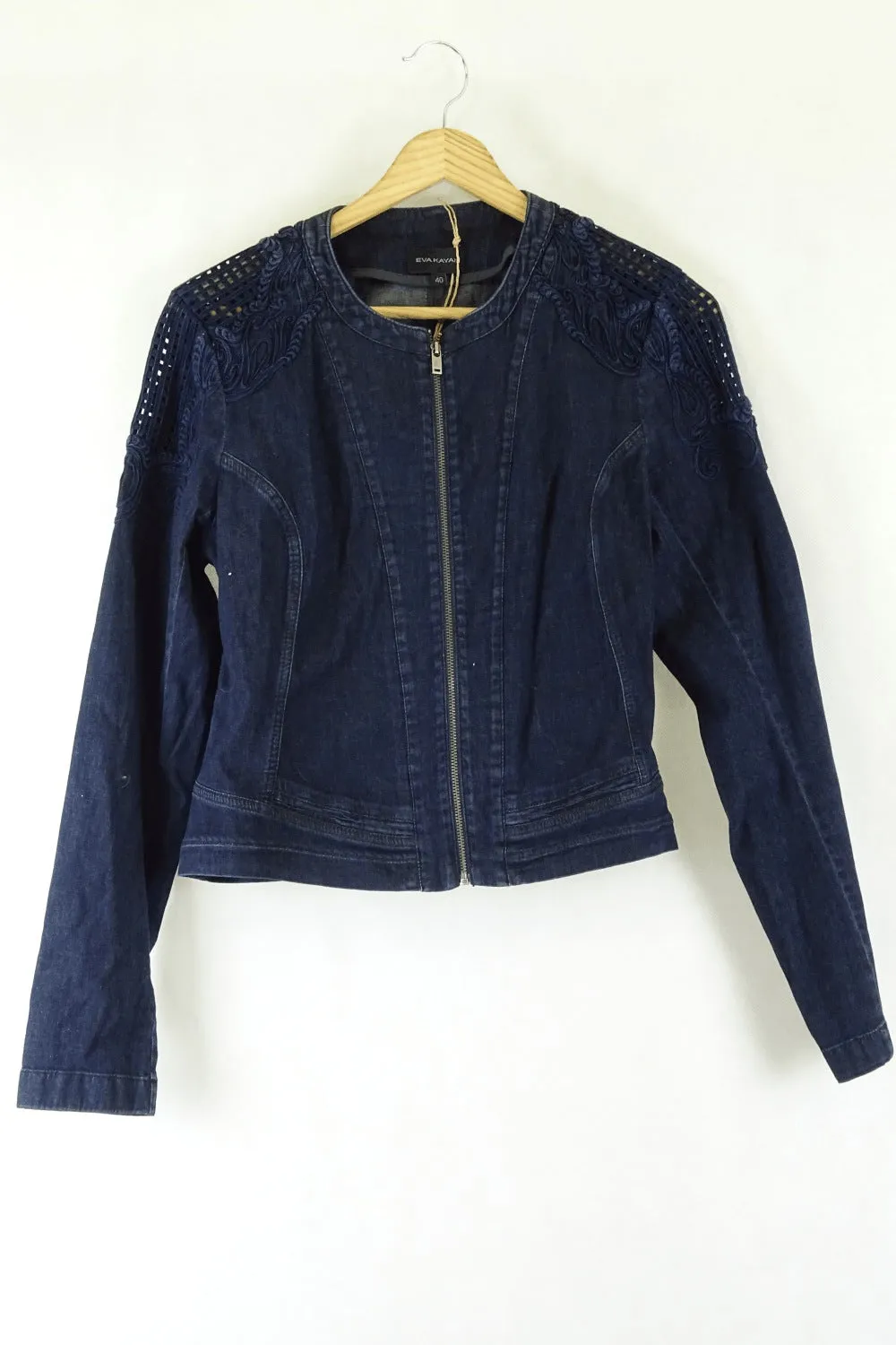 Eva Kayan Denim Jacket With Laser Cut Features S