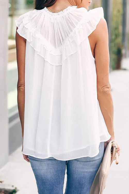 Feminine Fun Ruffled Sleeveless Tank Top - 3 Colors