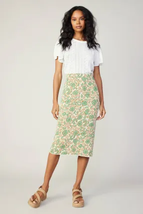 Floral Knit Midi Skirt