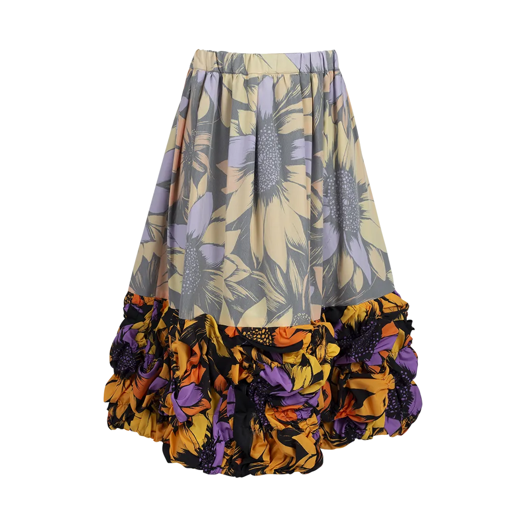 Floral Ruffle Midi Skirt