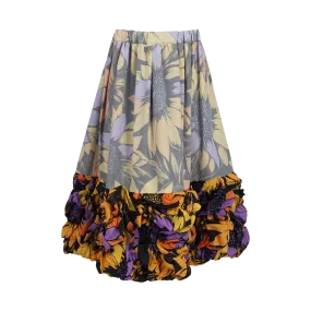 Floral Ruffle Midi Skirt