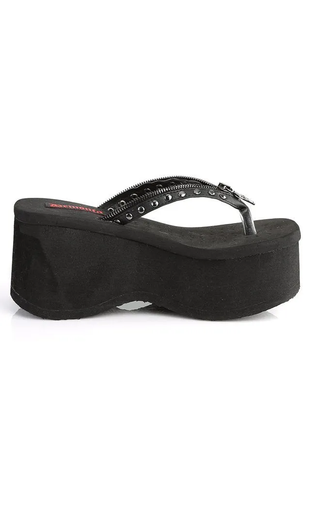 FUNN-33 Black Platform Slide Sandals