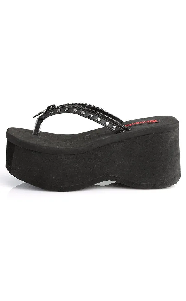 FUNN-33 Black Platform Slide Sandals