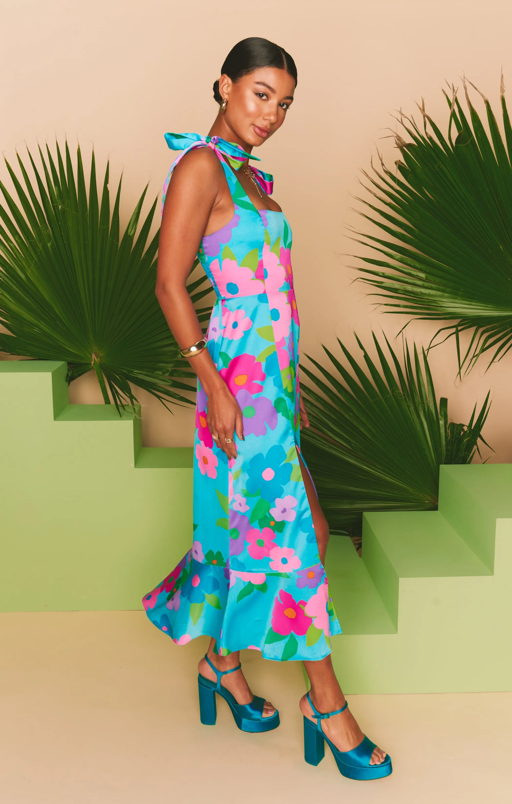 Garden Midi Dress ~ Multi Piccadilly Floral