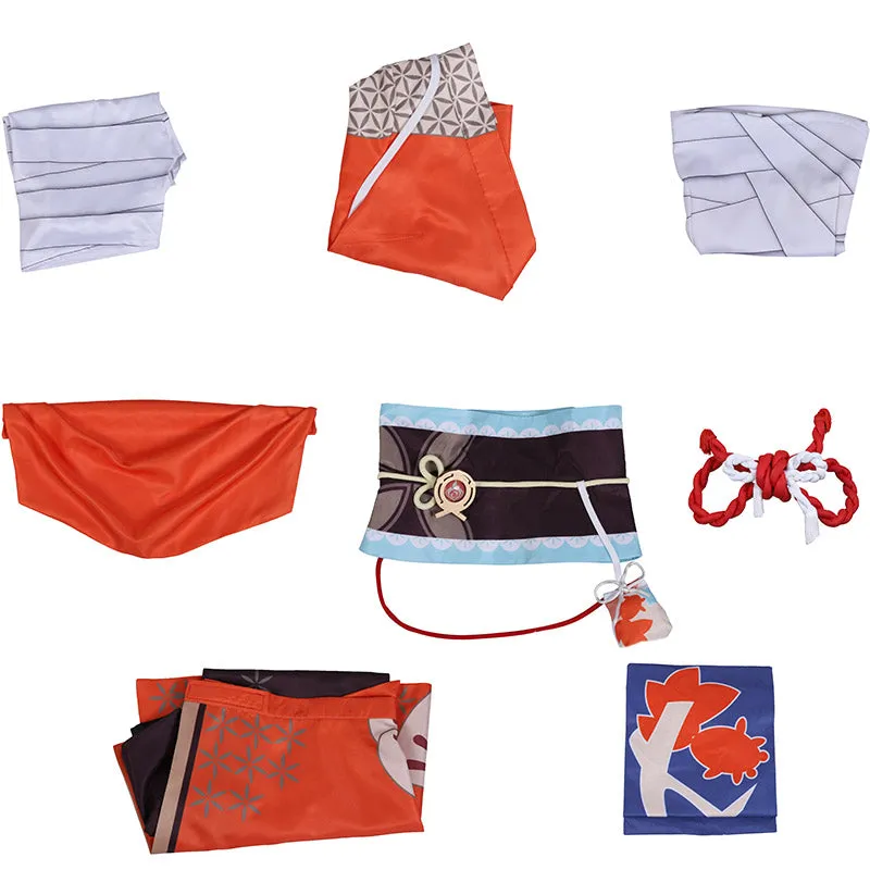 Genshin Impact Yoimiya Cosplay Costume Game Kimono Full Set