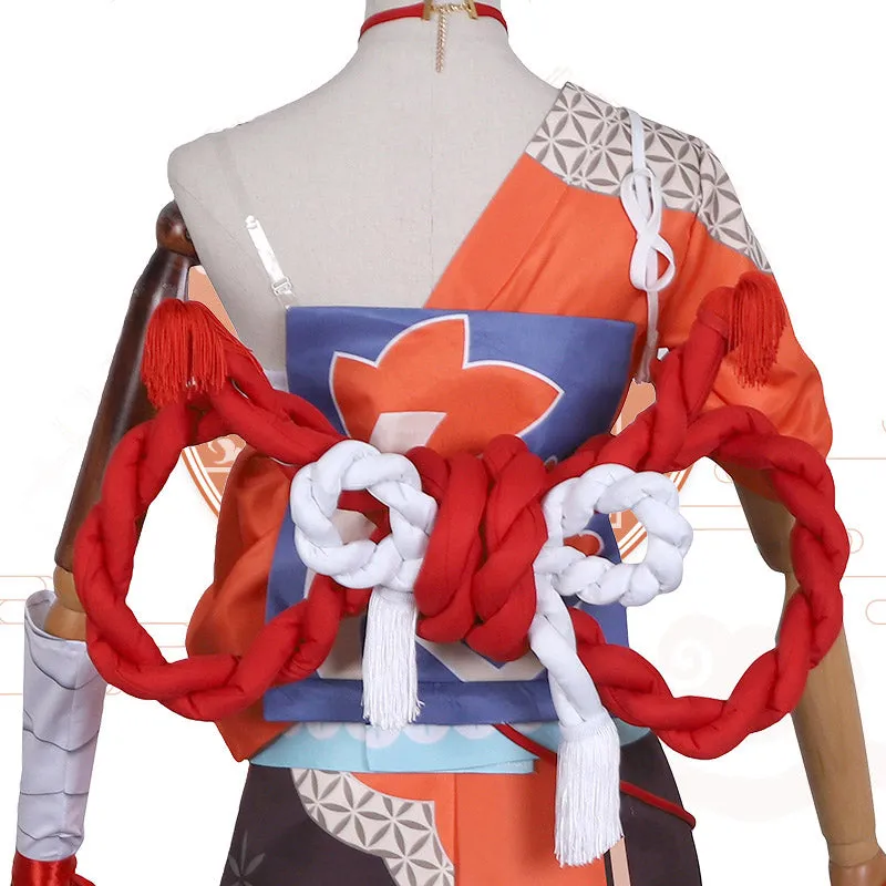 Genshin Impact Yoimiya Cosplay Costume Game Kimono Full Set