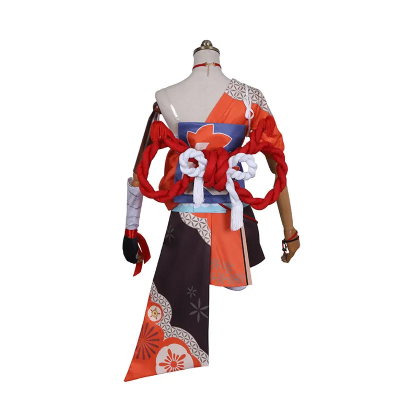 Genshin Impact Yoimiya Cosplay Costume Game Kimono Full Set